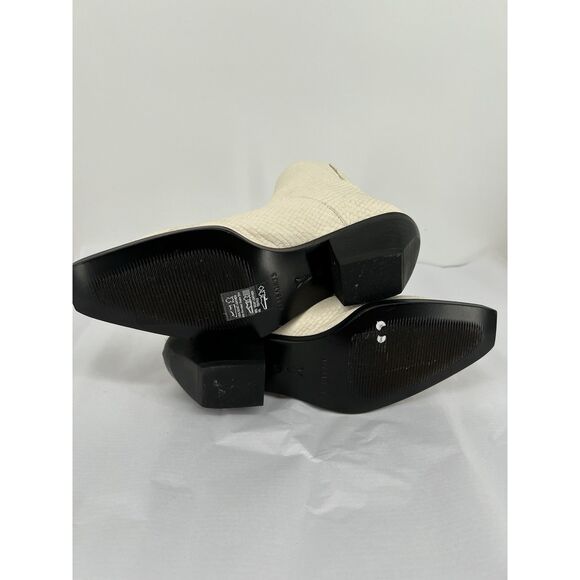 AllSaints Lenora Bootie Size 37 US 7 Off White Goat Leather Simulated Snake Skin - Picture 10 of 16